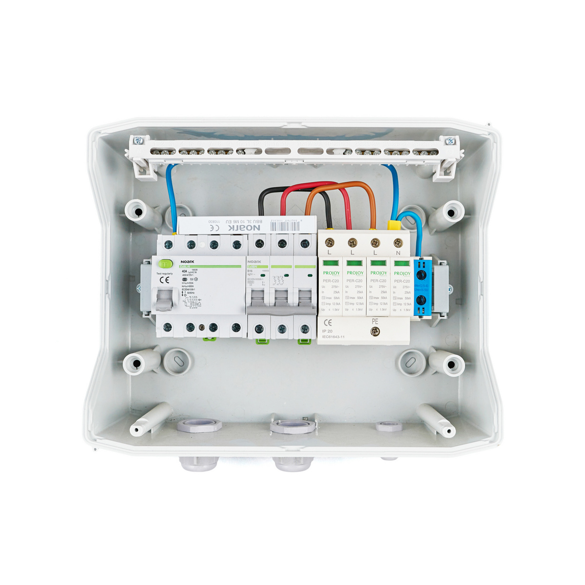 GOTOWA ROZDZIELNICA PROJOY R|AC|T2|B20|40A/100mA (3-faz)